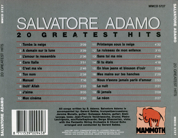Salvatore Adamo* : 20 Greatest Hits (CD, Comp)