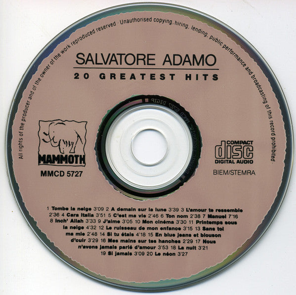 Salvatore Adamo* : 20 Greatest Hits (CD, Comp)