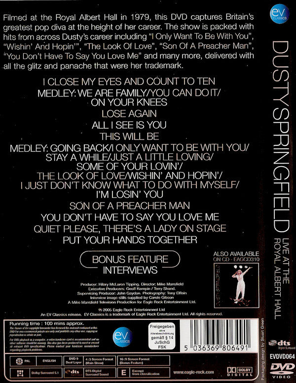 Dusty Springfield : Live At The Royal Albert Hall (DVD-V, RE, Multichannel, PAL)