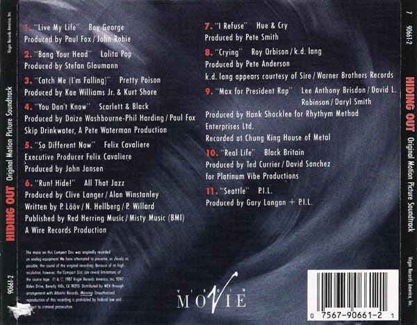 Various : Hiding Out (Original Motion Picture Soundtrack) (CD, Comp)