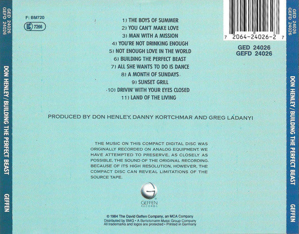 Don Henley : Building The Perfect Beast (CD, Album, RE)