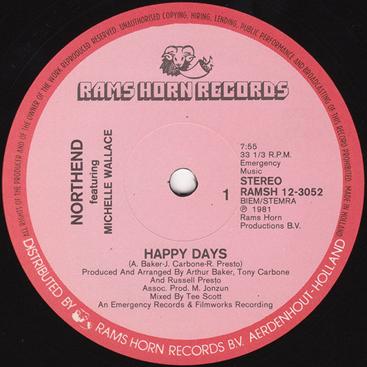 North End Featuring Michelle Wallace : Happy Days (12", Single)