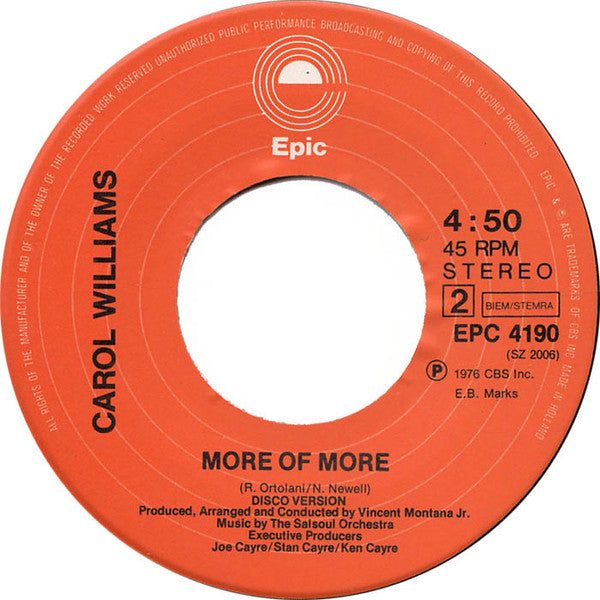 Carol Williams : More (7", Single)