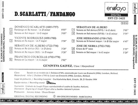 Domenico Scarlatti - Genoveva Gálvez : Fandango (CD, Album)