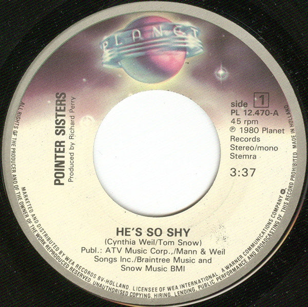 Pointer Sisters : He's So Shy (7", Single)