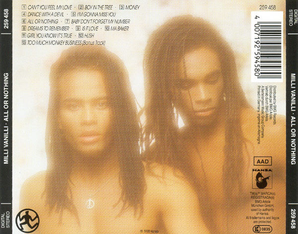 Milli Vanilli : All Or Nothing (The First Album) (CD, Album)