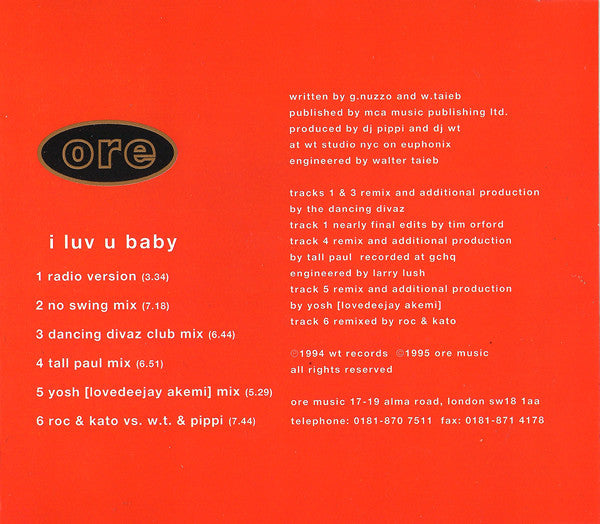 The Original : I Luv U Baby (CD, Single)