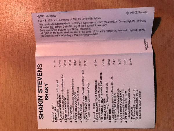 Shakin' Stevens : Shaky (Cass, Club)