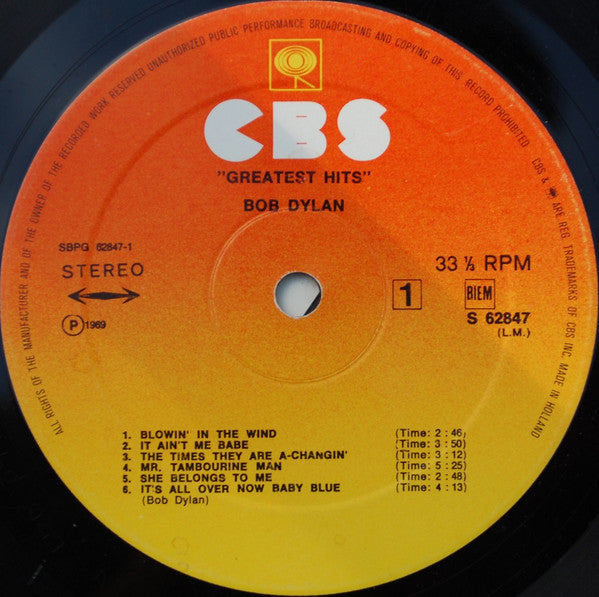 Bob Dylan : Greatest Hits (LP, Comp, RE)