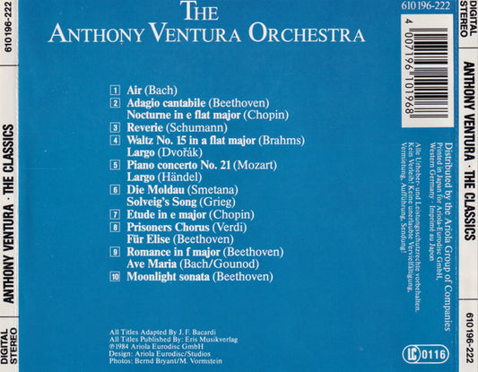 Orchester Anthony Ventura : The Classics (The Most Beautiful Classical Melodies Of The World) (CD)
