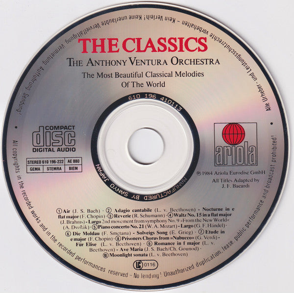 Orchester Anthony Ventura : The Classics (The Most Beautiful Classical Melodies Of The World) (CD)