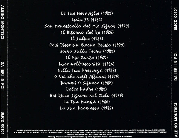 Albino Montisci : Da Ieri In Poi (CD, Album, RE)