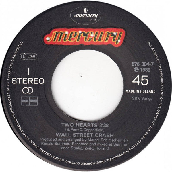 Wall Street Crash : Two Hearts (7", Single)