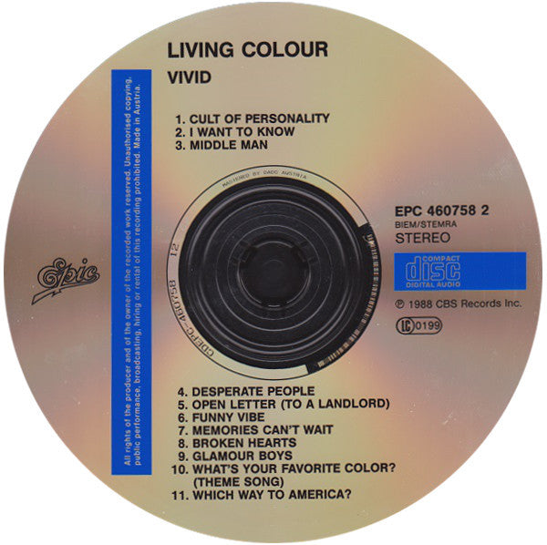 Living Colour : Vivid (CD, Album)