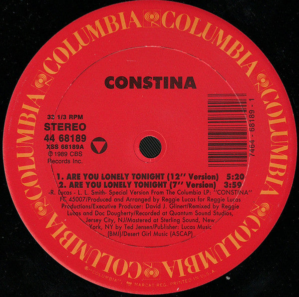 Constina : Are You Lonely Tonight (12", Single)
