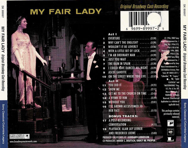 Rex Harrison, Julie Andrews With Stanley Holloway Book And Lyrics By Alan Jay Lerner Music By Frederick Loewe : My Fair Lady (Original Broadway Cast Recording) (CD, Album, Mono, RE, RM)
