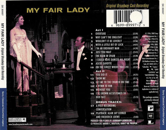 Rex Harrison, Julie Andrews With Stanley Holloway Book And Lyrics By Alan Jay Lerner Music By Frederick Loewe : My Fair Lady (Original Broadway Cast Recording) (CD, Album, Mono, RE, RM)