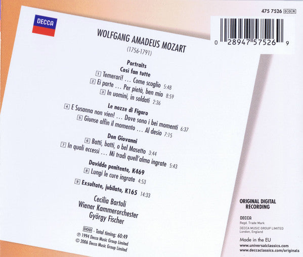 Wolfgang Amadeus Mozart, Cecilia Bartoli, Wiener Kammerorchester, György Fischer : Mozart Portraits (CD, Album, RE)