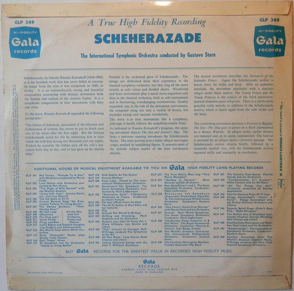 The International Symphonic Orchestra Conducted By Gustave Stern, Nikolai Rimsky-Korsakov : Scheherezade (LP)