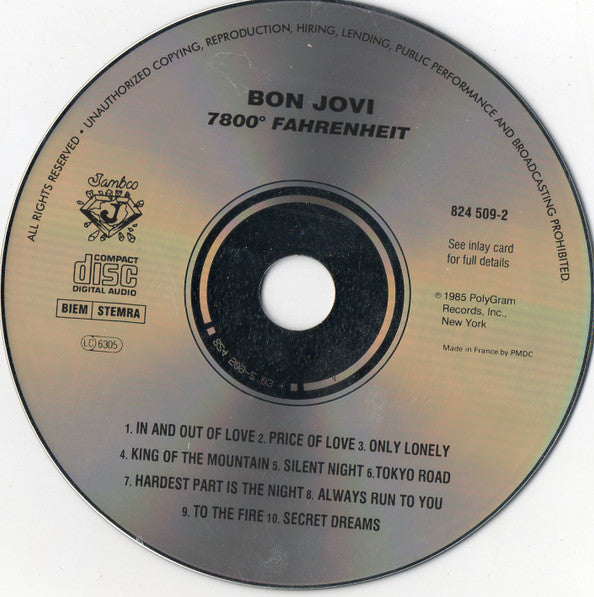 Bon Jovi : 7800° Fahrenheit (CD, Album, RE)