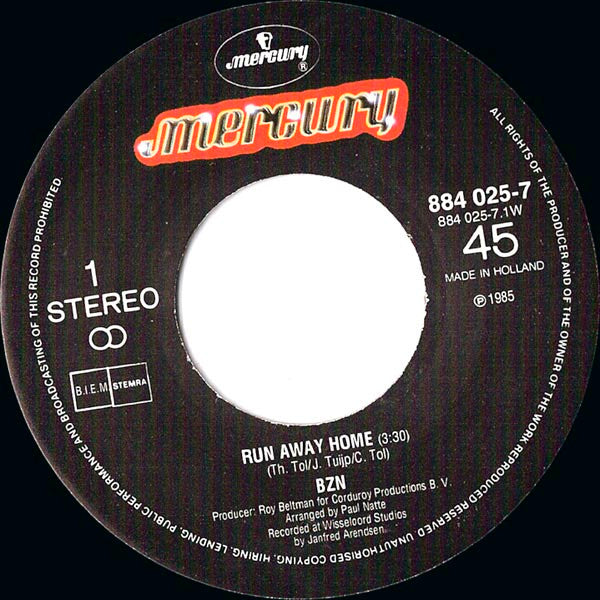BZN : Run Away Home (7", Single)