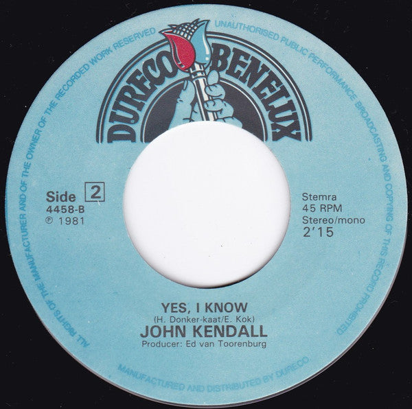 John Kendall : Tears In The Night (7", Single)