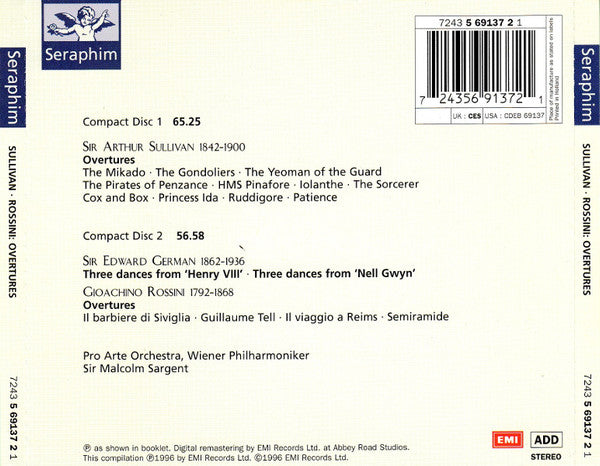 Sir Arthur Sullivan • Gioacchino Rossini | Sir Malcolm Sargent : Overtures (2xCD, Comp)