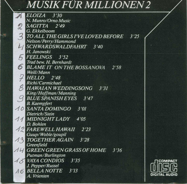 Unknown Artist : Musik Für Millionen 2 Instrumental (CD, Comp)