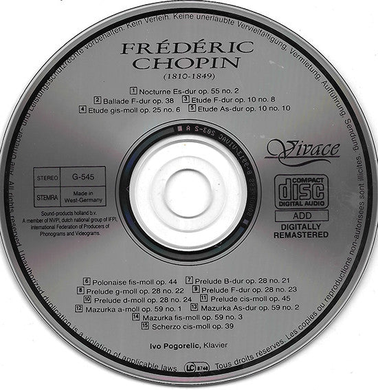 Ivo Pogorelich Spielt Frédéric Chopin : Ivo Pogorelich Spielt Chopin (CD, RM, Liv)