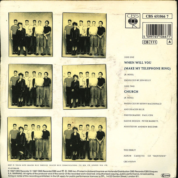 Deacon Blue : When Will You (Make My Telephone Ring) (7")