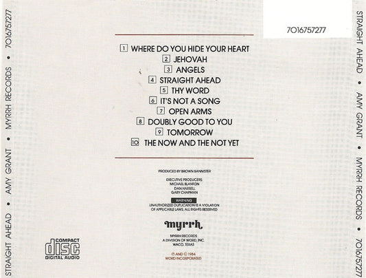Amy Grant : Straight Ahead (CD, Album, RE)
