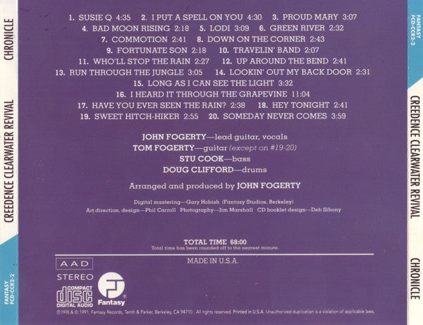 Creedence Clearwater Revival Featuring John Fogerty : Chronicle: The 20 Greatest Hits (CD, Comp, RE)