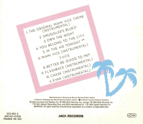 Various : Miami Vice - Music From The Television Series (CD, Comp)
