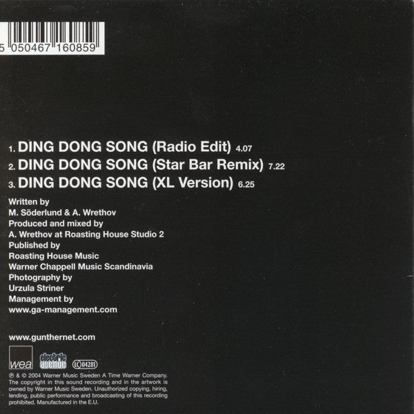 Günther & The Sunshine Girls : Ding Dong Song (CD, Single)