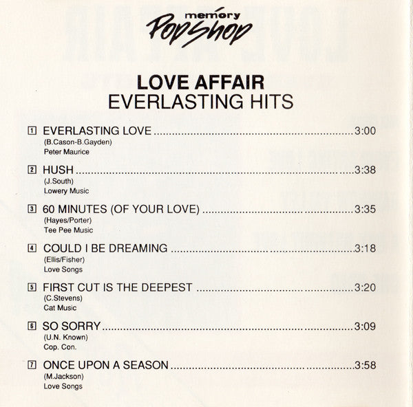 The Love Affair : Everlasting Hits (CD, Album)