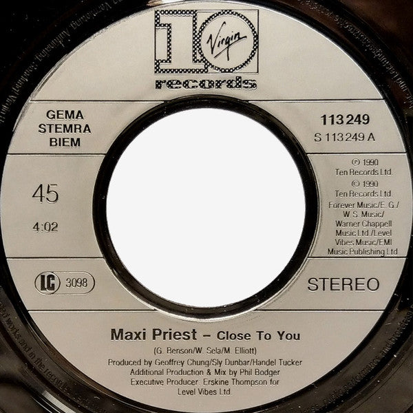 Maxi Priest : Close To You (7", Single, Inj)
