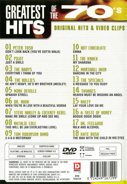 Various : Greatest Hits Of The 70's (DVD, Comp, PAL, 4:3)