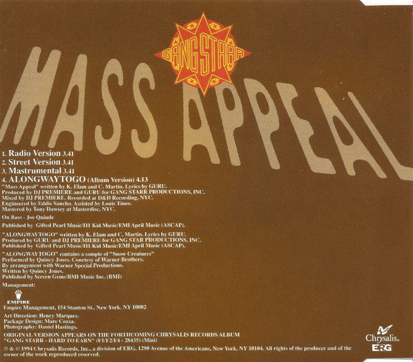 Gang Starr : Mass Appeal (CD, Maxi)