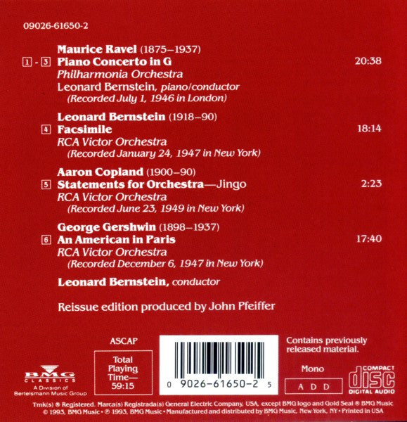 Leonard Bernstein : The Early Years II (CD, Comp, Mono, RM)