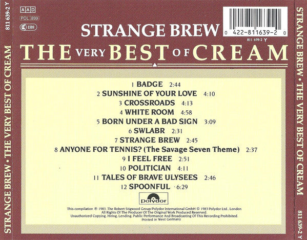 Cream (2) : Strange Brew - The Very Best Of Cream (CD, Comp, RE)