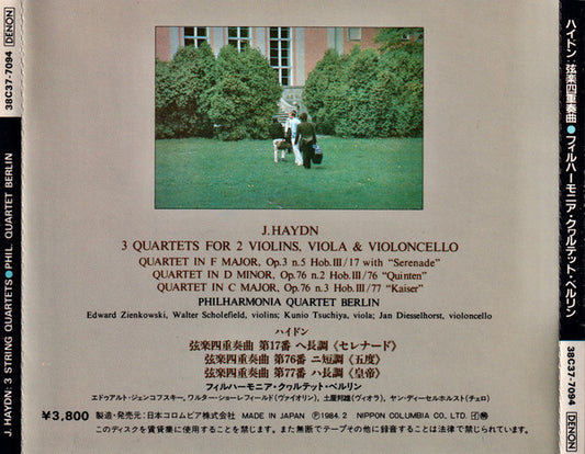 Joseph Haydn, Philharmonia Quartett Berlin : 3 String Quartets (CD)