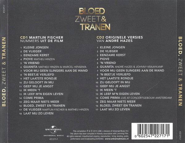Martijn Fischer & André Hazes : Bloed Zweet & Tranen - De Soundtrack Van De Film (2xCD, Album)