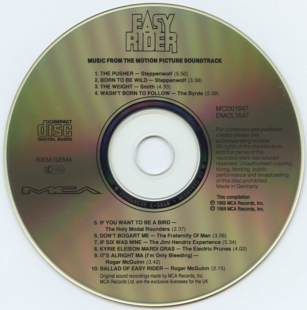 Various : Easy Rider (Music From The Motion Picture Soundtrack) (CD, Comp)