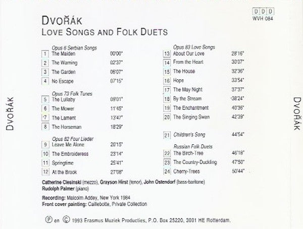 Katherine Ciesinski, Grayson Hirst, John Ostendorf, Rudolph Palmer - Antonín Dvořák : Love Songs And Folk Duets (CD, Album)