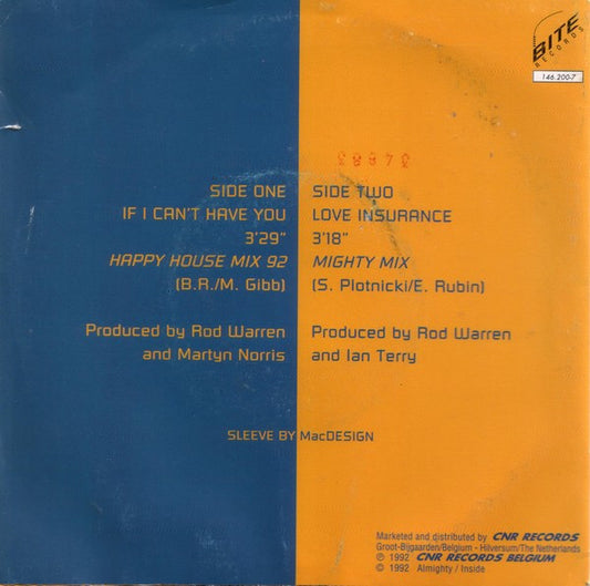 Obsession : If I Can't Have You (Happy House Re-Mix 92) (7", Single)