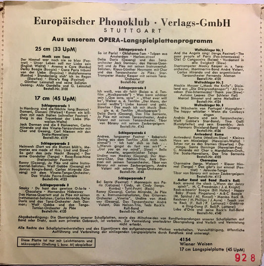 Wiener Konzertschrammeln Mit Gesang: Vera Svoboda (2) Und Emmerich Arleth : Wiener Weisen (7", EP, Mono)