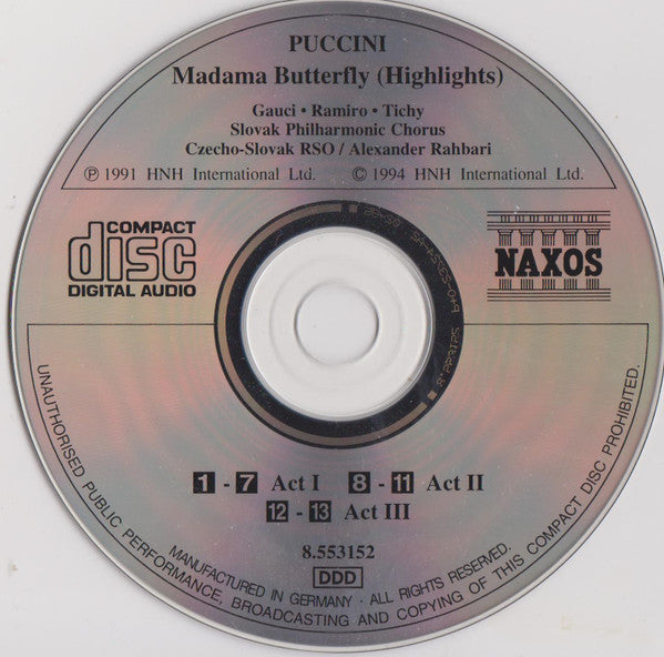 Giacomo Puccini, Miriam Gauci, Yordy Ramiro, Georg Tichy, Slovak Philharmonic Chorus, Slovak Radio Symphony Orchestra, Alexander Rahbari : Madama Butterfly (CD, Album)