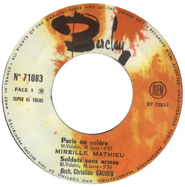 Mireille Mathieu : Paris Brule-T-Il ? (7", EP)