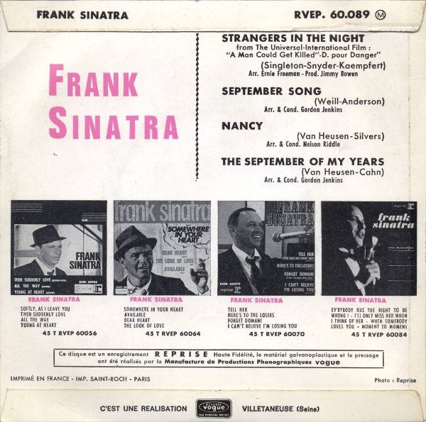Frank Sinatra : Strangers In The Night (7", EP)