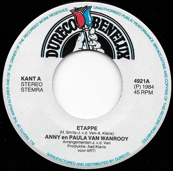 Anny & Paula van Wanrooy : Etappe (7", Single)